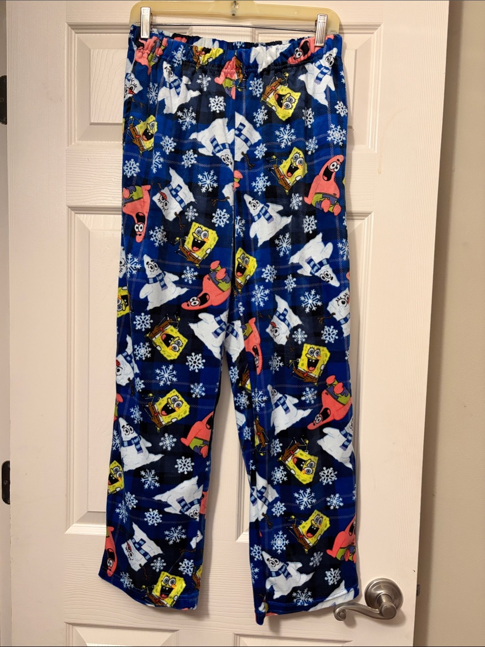 SpongeBob Squarepants Blue Fleece Pajama Pants with Patrick Print